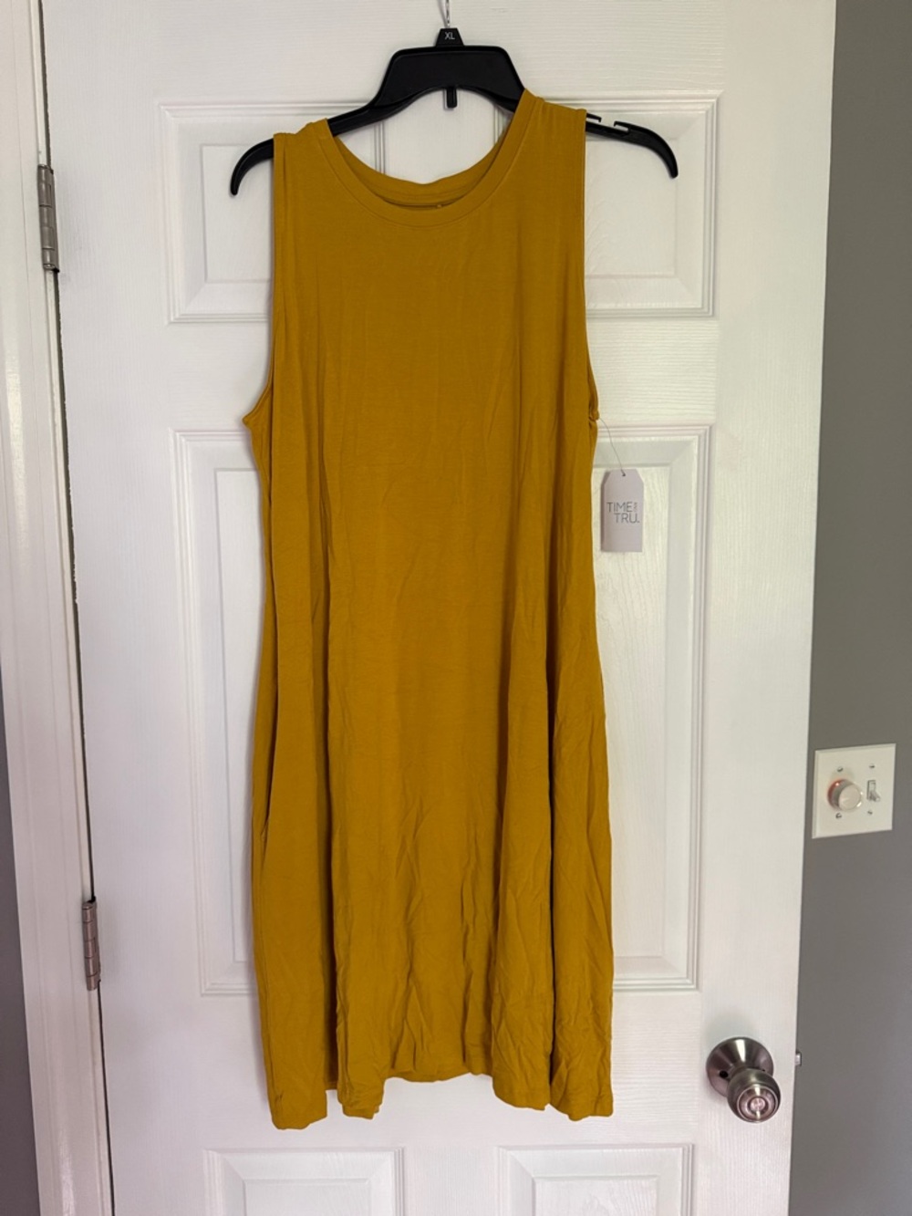 Time and Tru Mustard Yellow Sleeveless Midi Dress